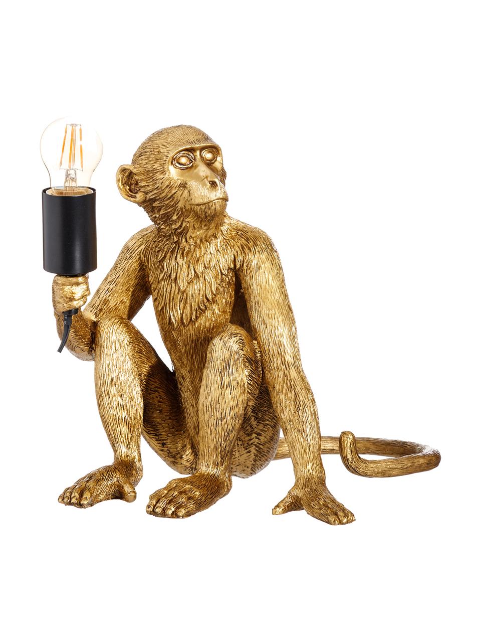Lampada da tavolo Monkey, Poliresina, Ottonato, Larg. 31 x Alt. 31 cm