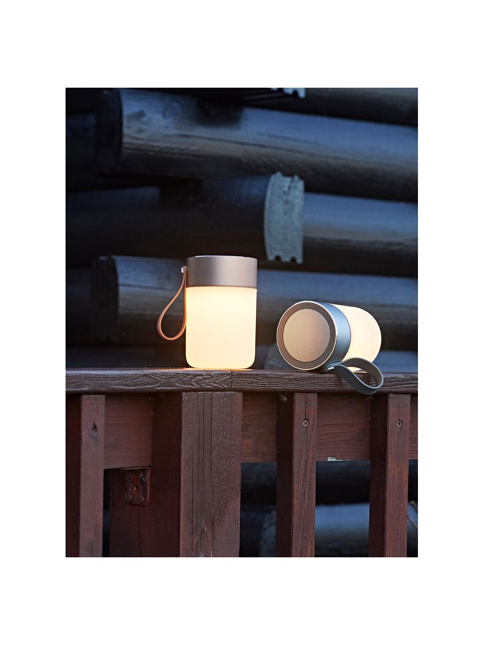 Mobile Dimmbare Tischlampe Sound Jar mit Lautsprecher, Lampenschirm: Kunststoff, Griff: Kunststoff, Kupferfarben, Weiß, Ø 9 x H 14 cm