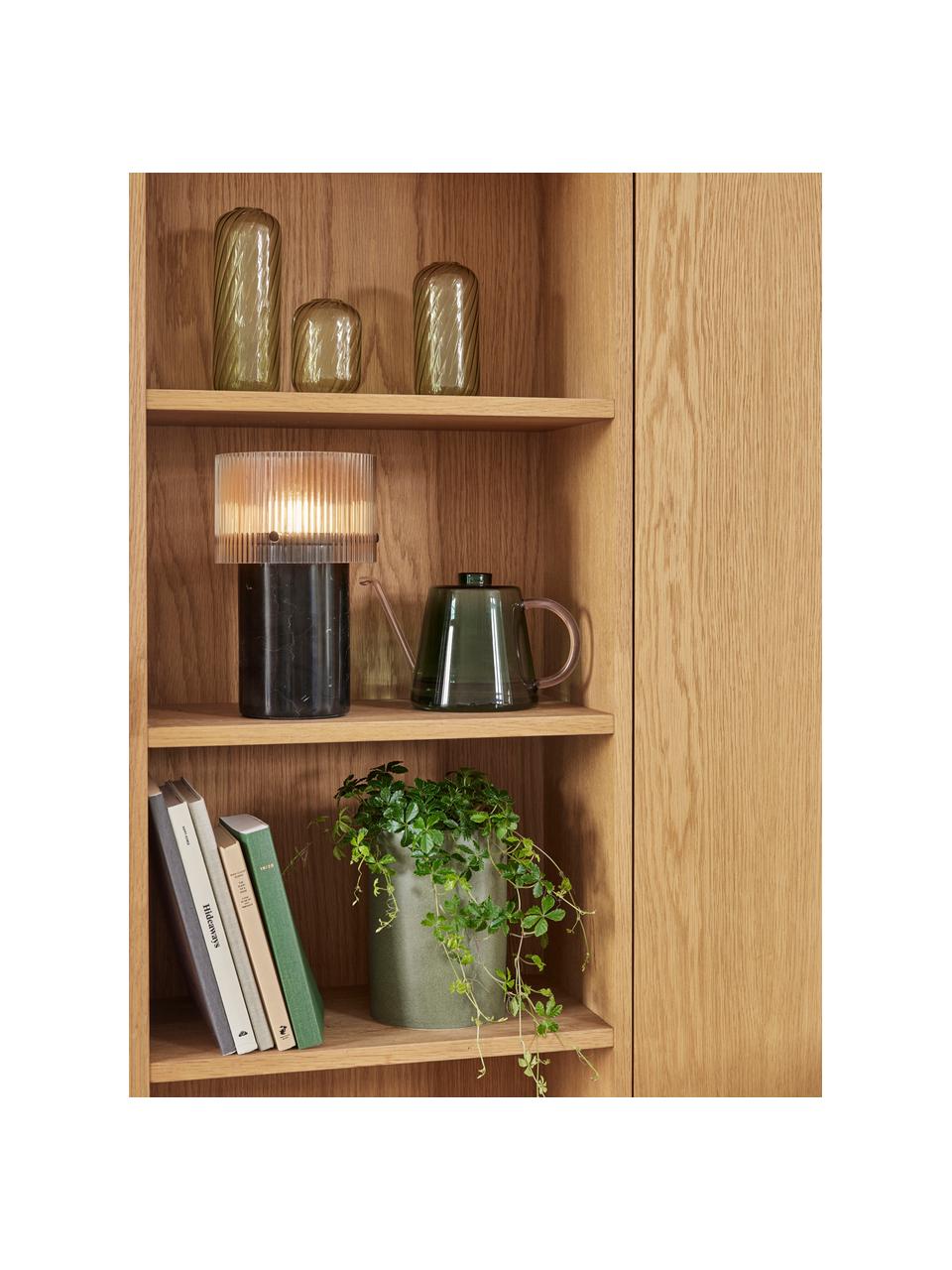 Lámpara de mesa de mármol Revolve, Pantalla: vidrio, Cable: cubierto en tela, Mármol negro, Ø 16 x Al 27 cm