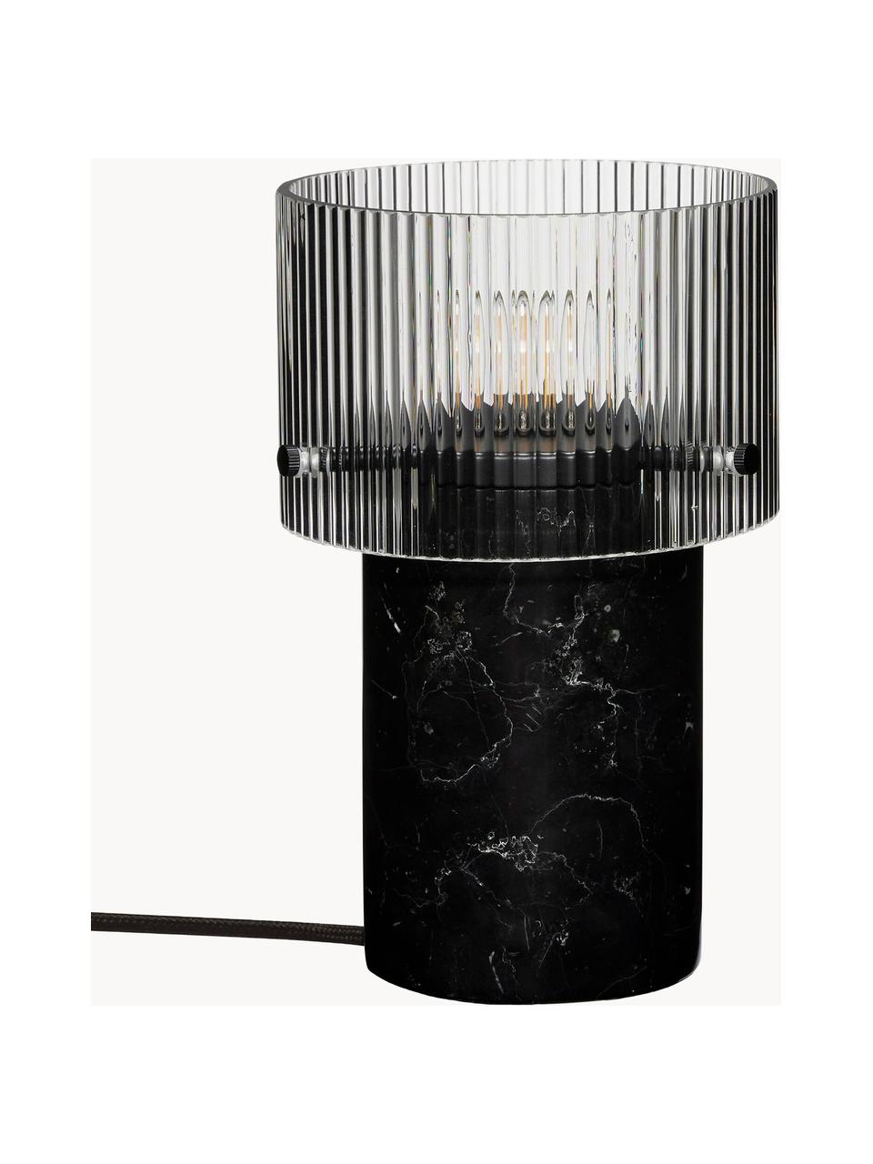Lampa stołowa z marmuru Revolve, Czarny, marmurowy, Ø 16 x W 27 cm