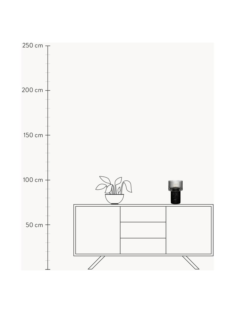 Lámpara de mesa de mármol Revolve, Pantalla: vidrio, Cable: cubierto en tela, Mármol negro, Ø 16 x Al 27 cm