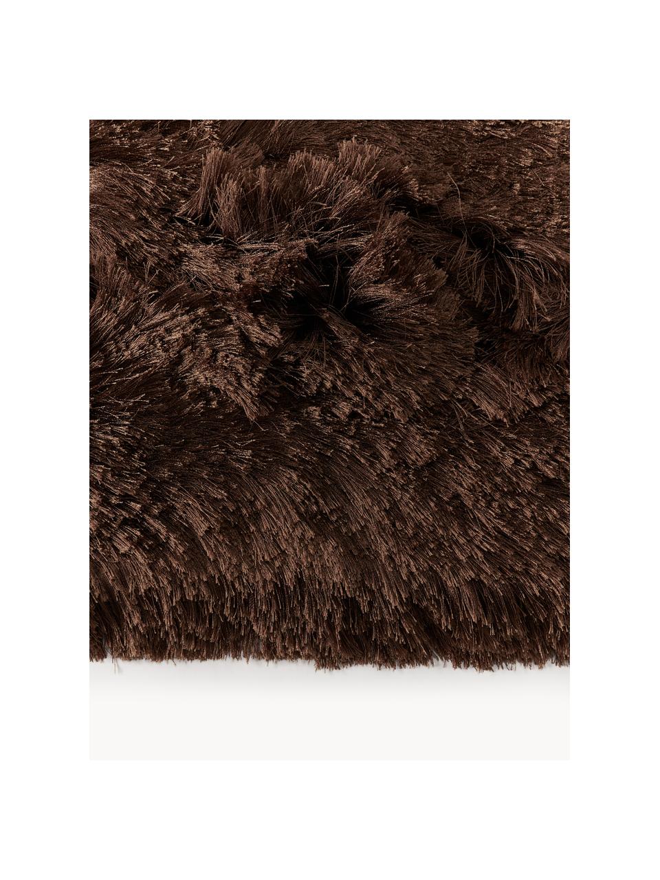 Tapis shaggy longs poils Jimmy, 100 % polyester, certifié GRS, Brun foncé, larg. 80 x long. 150 cm (taille XS)