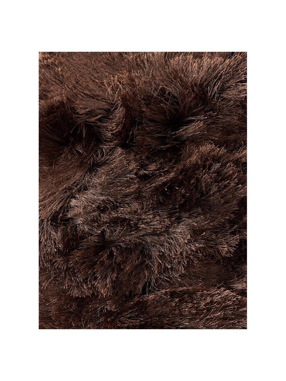 Tapis shaggy longs poils Jimmy, 100 % polyester, certifié GRS, Brun foncé, larg. 80 x long. 150 cm (taille XS)