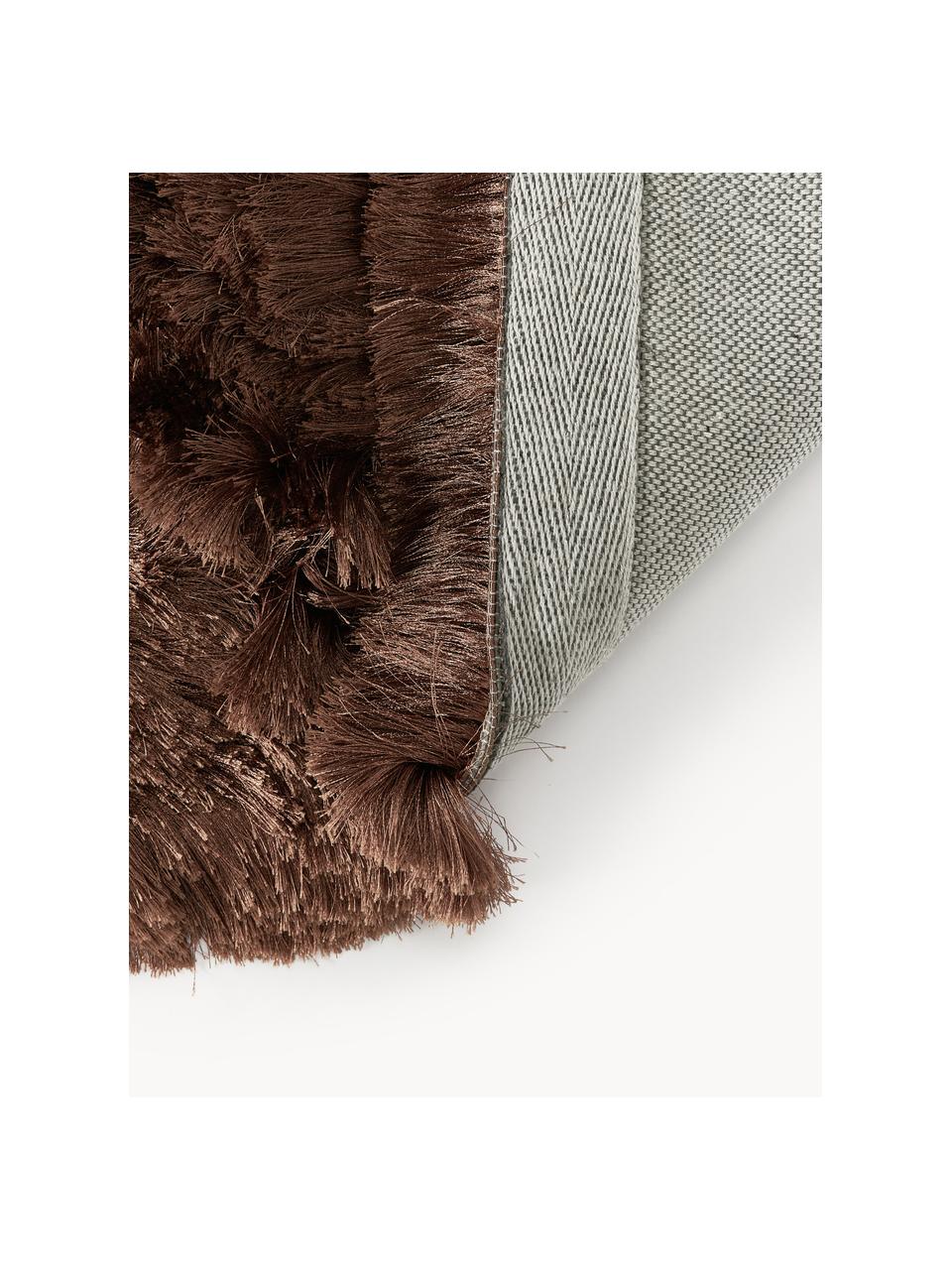 Tapis shaggy longs poils Jimmy, 100 % polyester, certifié GRS, Brun foncé, larg. 80 x long. 150 cm (taille XS)