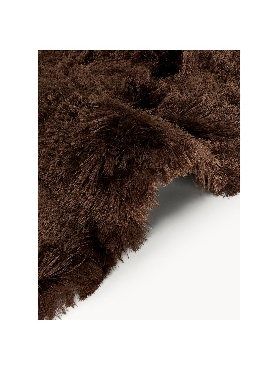 Tapis shaggy longs poils Jimmy, 100 % polyester, certifié GRS, Brun foncé, larg. 80 x long. 150 cm (taille XS)