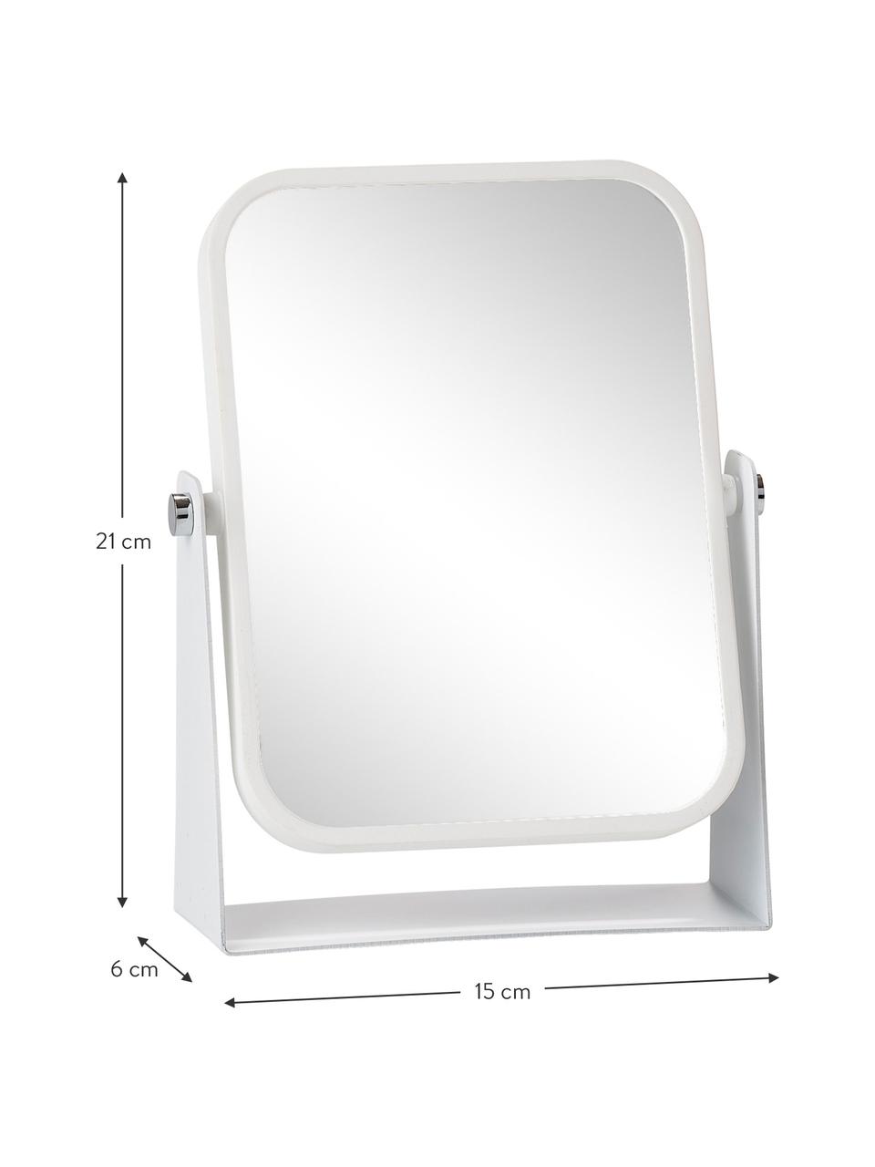 Eckiger Kosmetikspiegel Aurora mit Vergrößerung, Rahmen: Metall, beschichtet, Spiegelfläche: Spiegelglas, Weiß, B 15 x H 21 cm