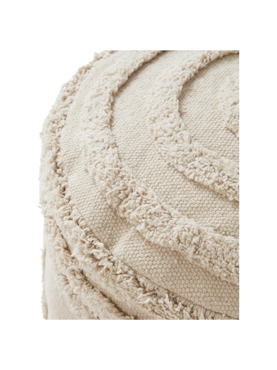 Pouf pour enfants en coton Sunita, Beige, Ø 40 x haut. 28 cm