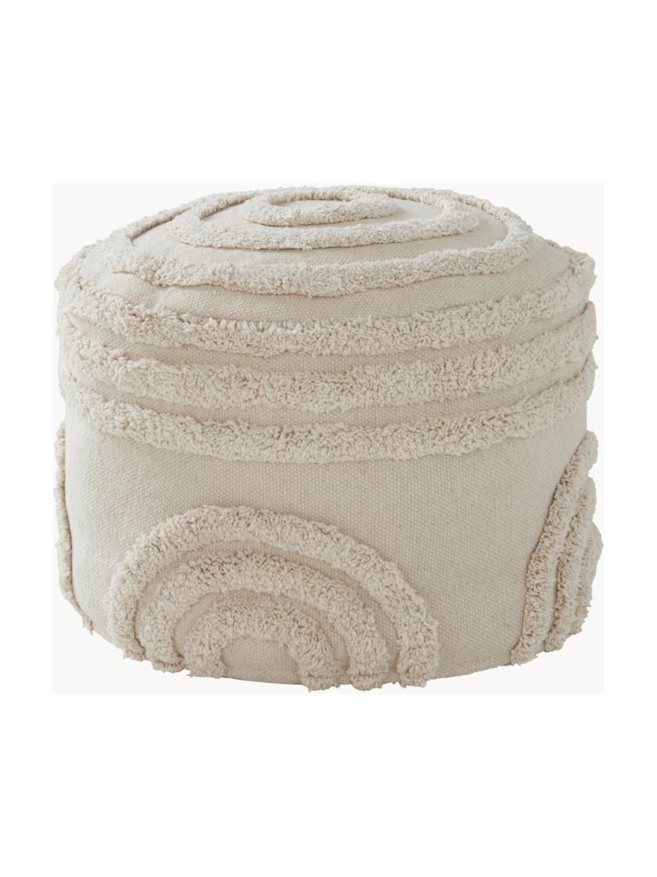 Pouf pour enfant en coton Sunita, Tissu beige clair, Ø 40 x haut. 28 cm