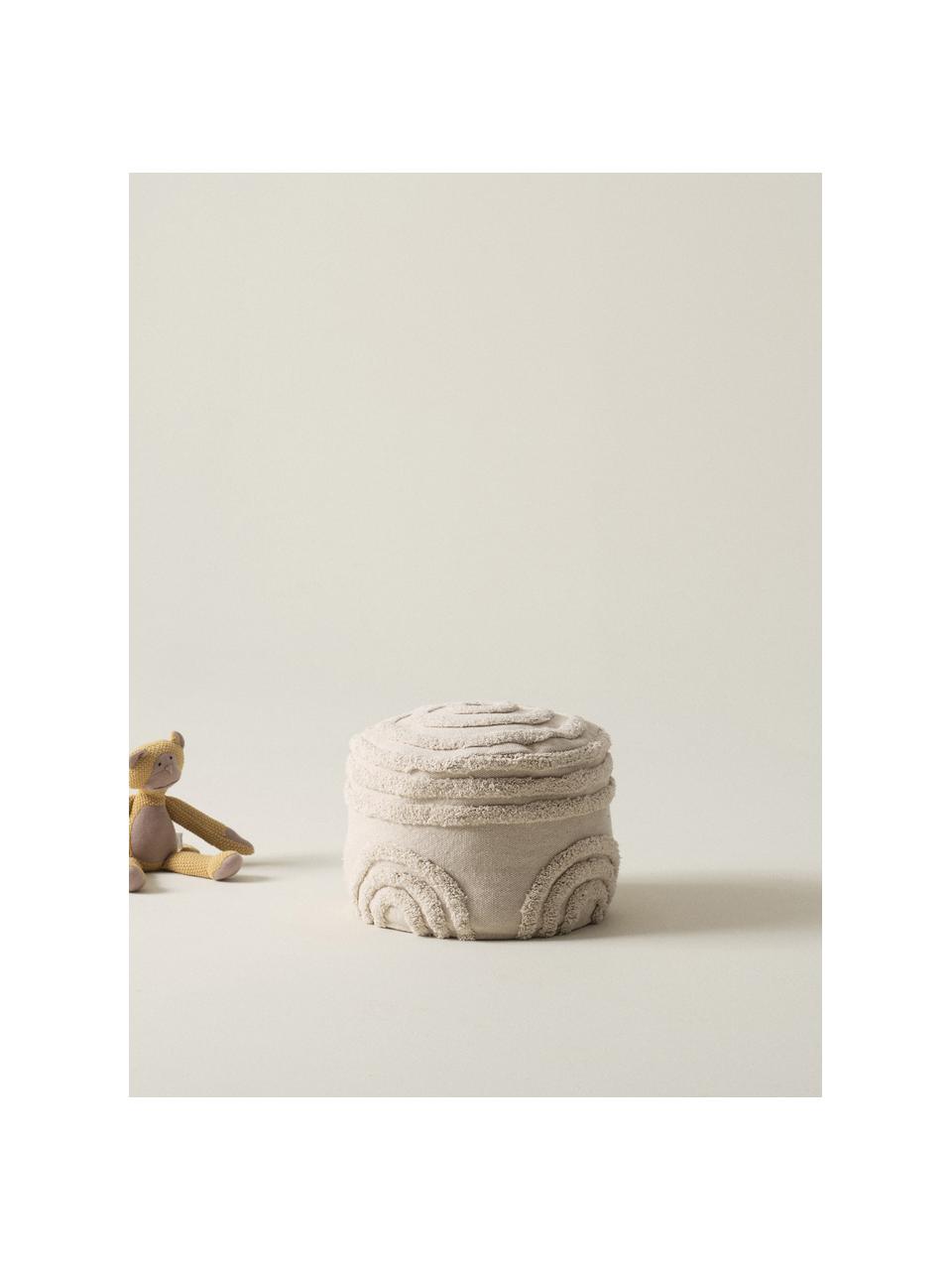 Kinder-Pouf Sunita aus Baumwolle, Bezug: 100 % Baumwolle, Webstoff Hellbeige, Ø 40 x H 28 cm