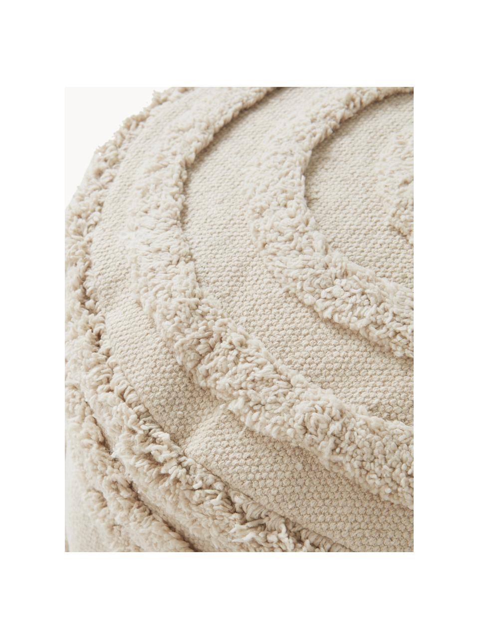 Pouf pour enfant en coton Sunita, Tissu beige clair, Ø 40 x haut. 28 cm