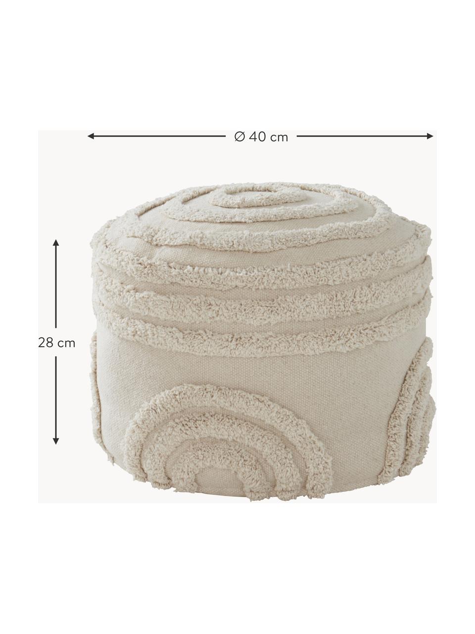 Puf infantil de algodón Sunita, Funda: 100% algodón, Tejido beige claro, Ø 40 x Al 28 cm