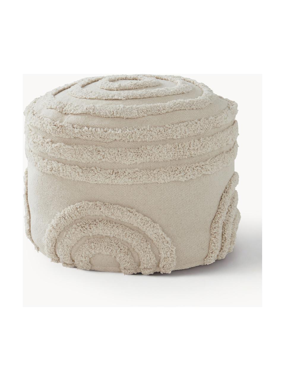 Kinder-Pouf Sunita aus Baumwolle, Bezug: 100 % Baumwolle, Webstoff Hellbeige, Ø 40 x H 28 cm