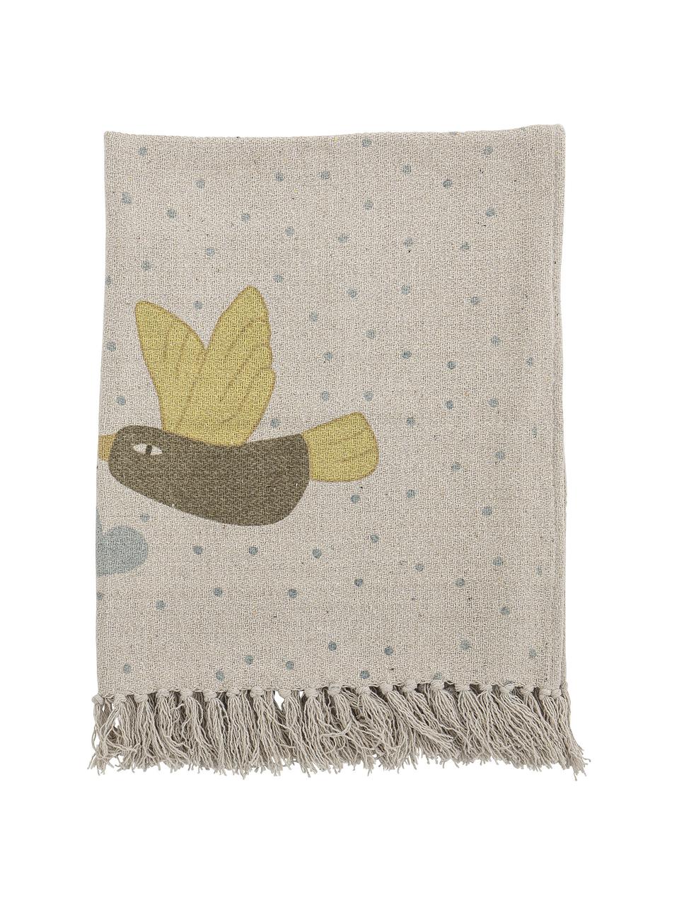 Babyplaid Alois met franjes, 52% gerecycled katoen, 32% polyester, 10% acryl, 6% rayon, Beige, geel, blauw, B 80 x L 100 cm