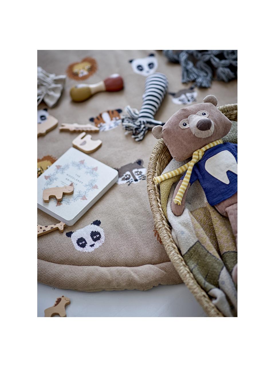 Babyplaid Alois met franjes, 52% gerecycled katoen, 32% polyester, 10% acryl, 6% rayon, Beige, geel, blauw, B 80 x L 100 cm