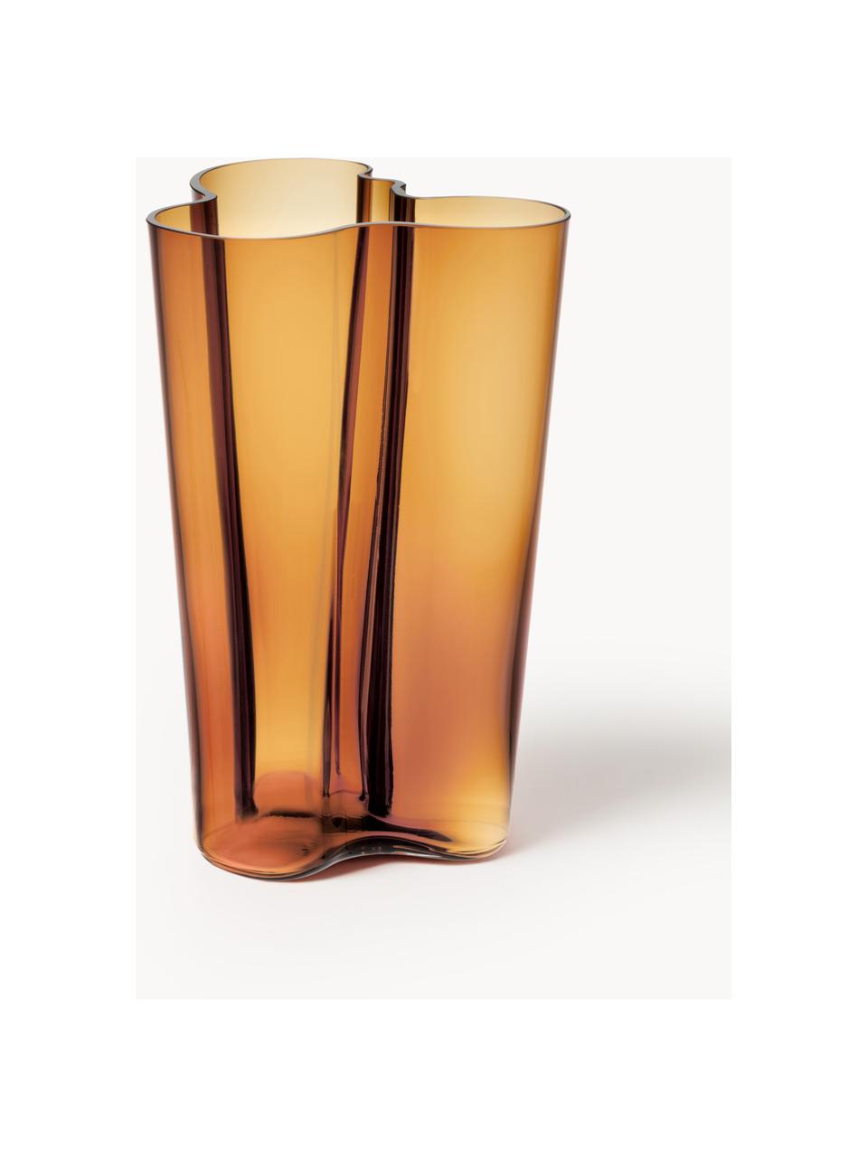 Mundgeblasene Vase Alvar Aalto, H 25 cm, Glas, mundgeblasen, Orange, transparent, B 17 x H 25 cm