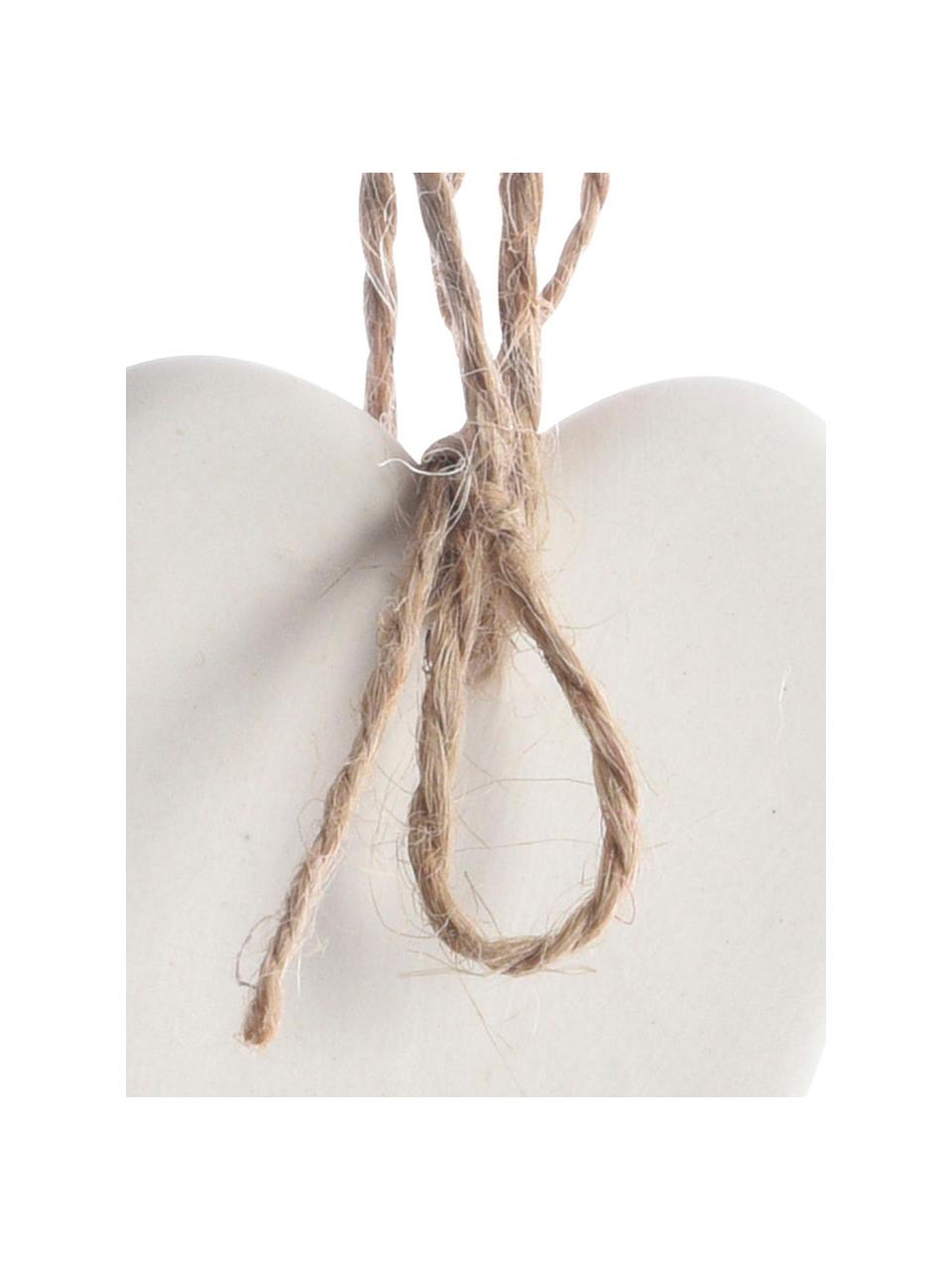 Boomhangersset Ornament, 4-delig, Ophanglus: jute, Wit, 6 x 8 cm