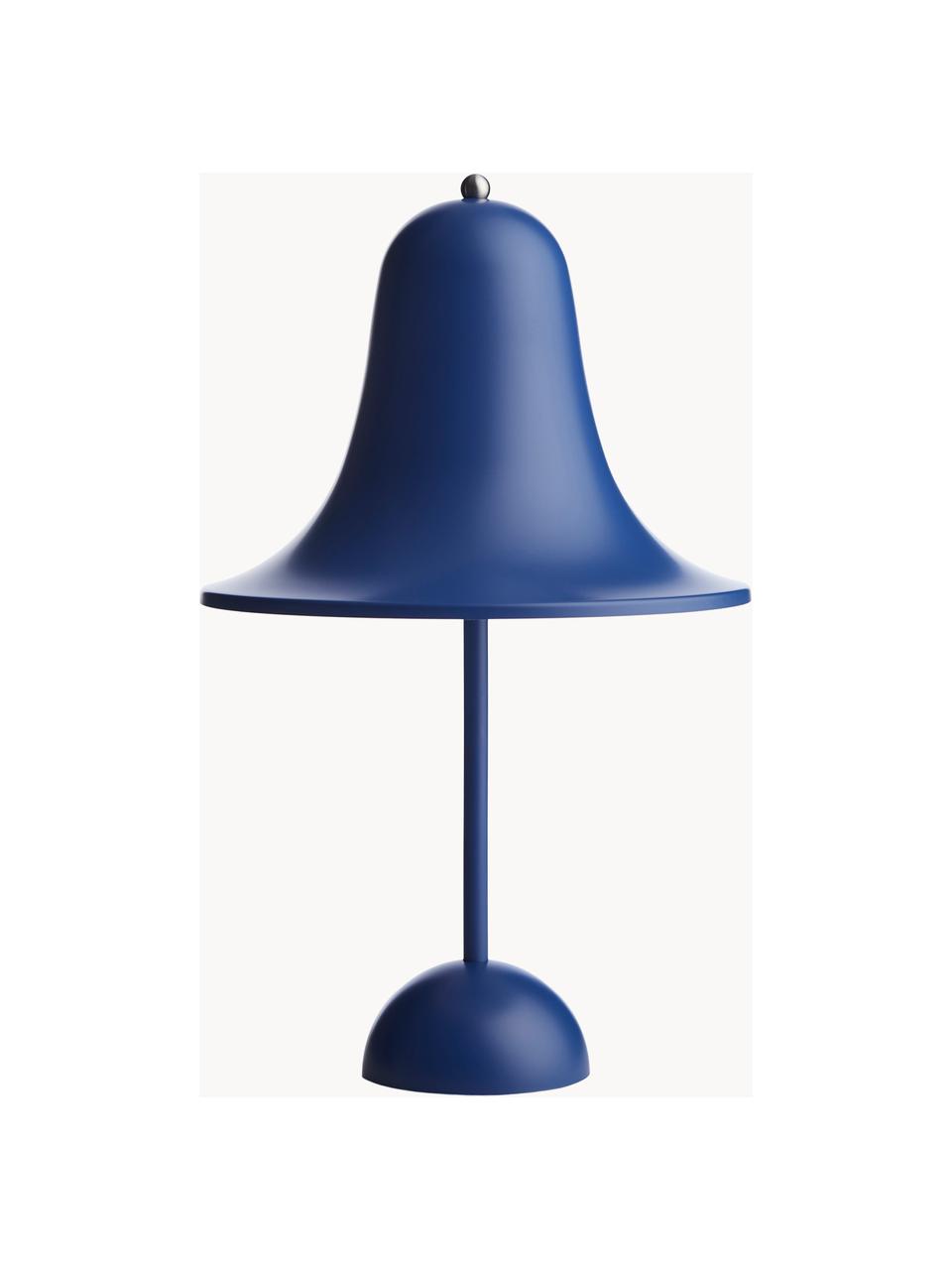 Malá přenosná stolní LED lampa Pantop, design Verner Panton, Umělá hmota, Tmavě modrá, matná, Ø 18 cm, V 30 cm