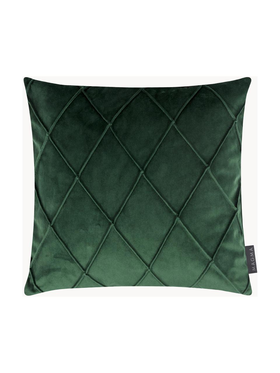 Sametový povlak na polštář s vyvýšeným vzorem Nobless, 100% polyesterový samet, Tmavě zelená, Š 40 cm, D 40 cm
