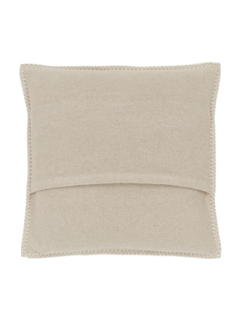 Weiche Fleece-Kissenhülle Sylt mit Steppnaht, 85% Baumwolle, 15% Polyacryl, Beige, 40 x 40 cm