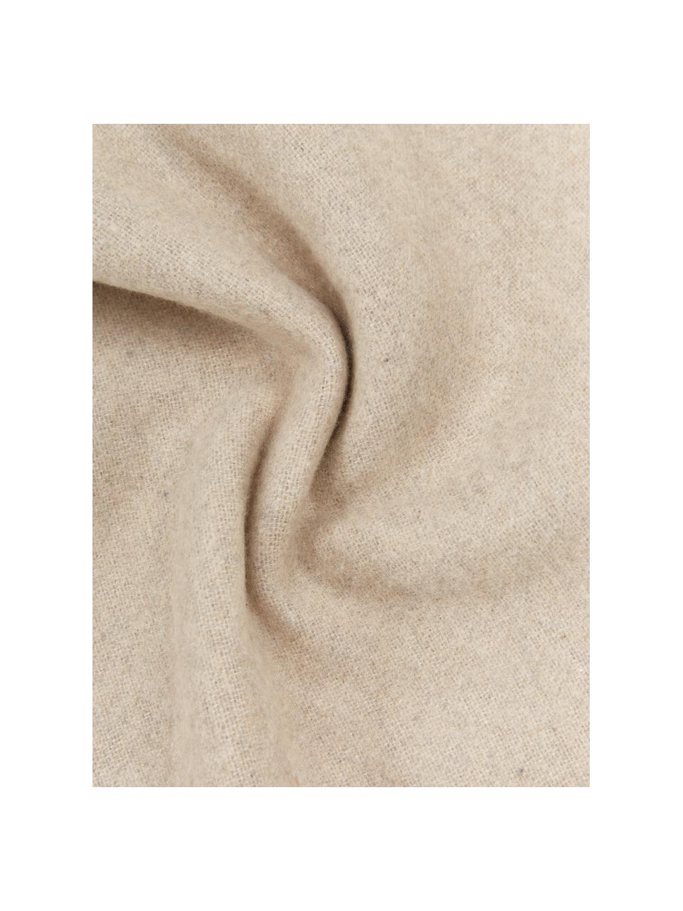 Zachte fleece kussenhoes Sylt met stiksels, 85% katoen, 15% polyacryl, Beige, 40 x 40 cm