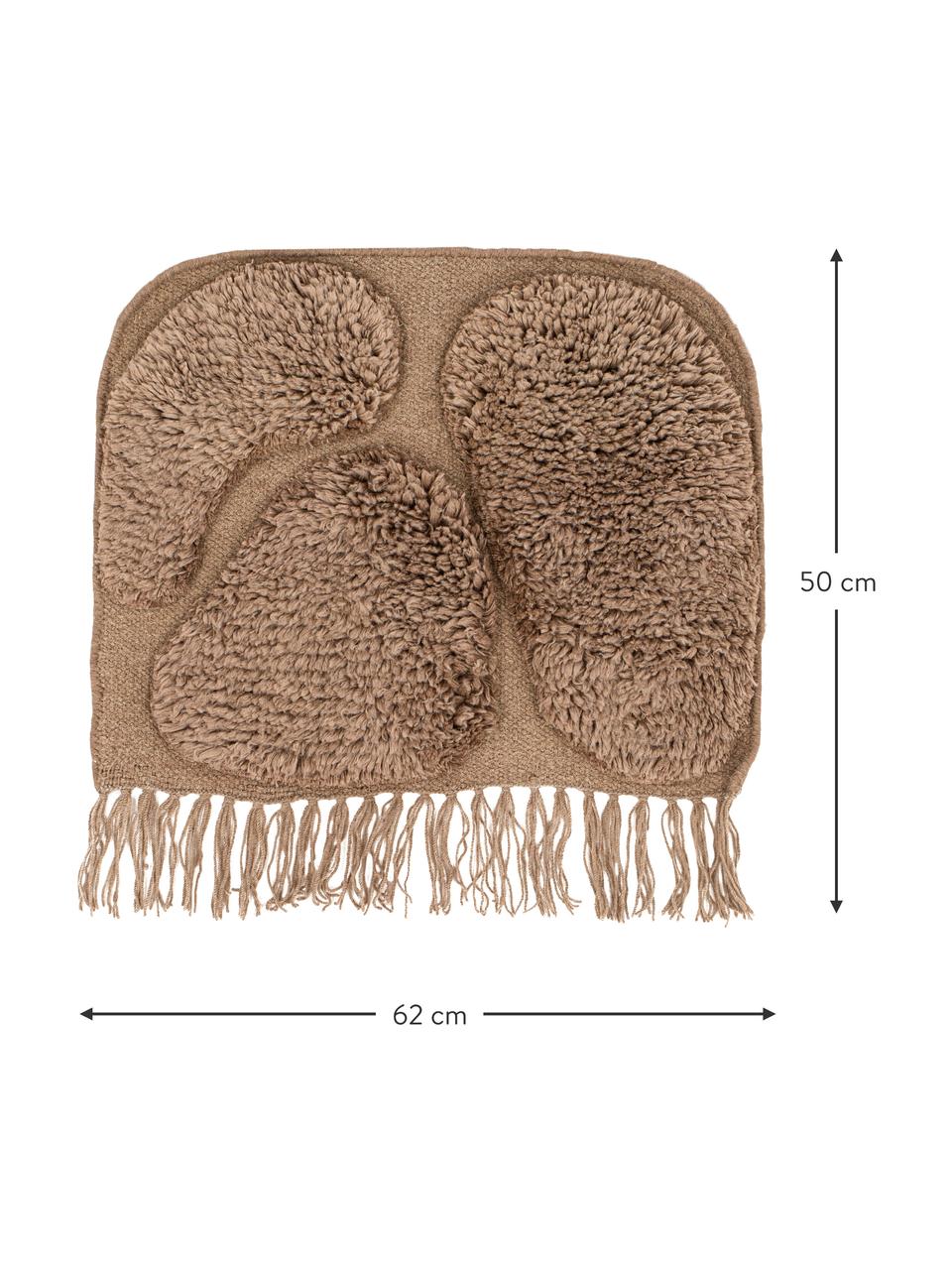 Decoración de pared grande de lana con flecos Jakobsö, 100% lana, Marrón, An 62 x Al 50 cm
