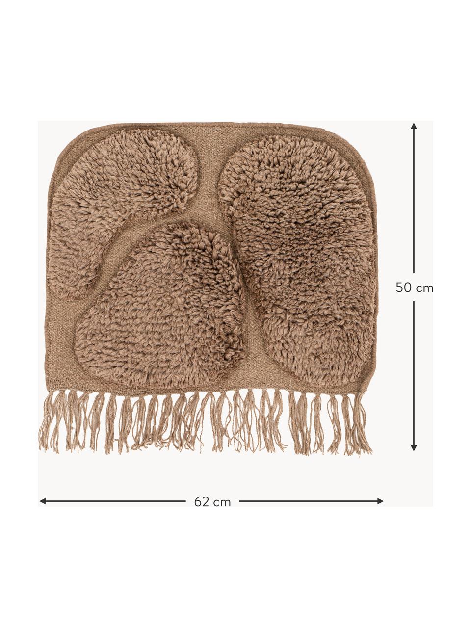 Grote wandobject Jakobsö van wol met franjes, 100% wol, Bruin, B 62 x H 50 cm