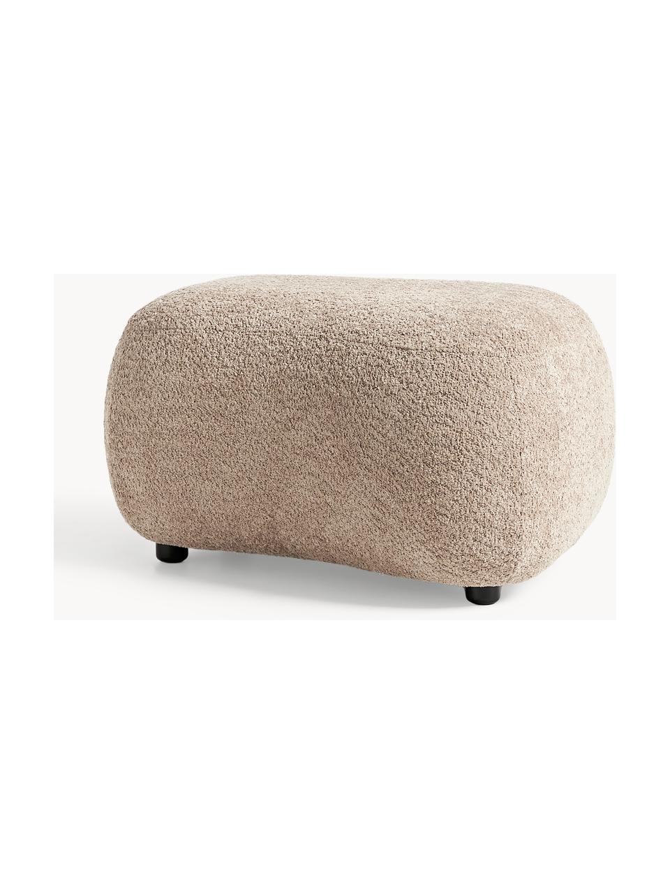 Hocker Alba aus Teddy-Bouclé, Bezug: 100 % Polyester (Teddy-Bo, Füße: Kunststoff Dieses Produkt, Teddy-Bouclé Beige, B 70 x H 42 cm, gebogen links