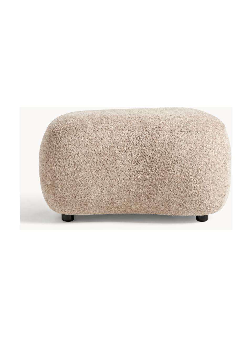 Hocker Alba aus Teddy-Bouclé, Bezug: 100 % Polyester (Teddy-Bo, Füße: Kunststoff Dieses Produkt, Teddy-Bouclé Beige, B 70 x H 42 cm, gebogen links