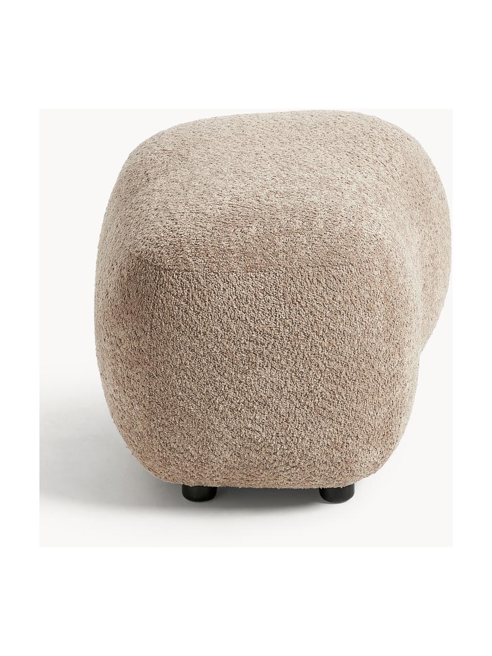 Hocker Alba aus Teddy-Bouclé, Bezug: 100 % Polyester (Teddy-Bo, Füße: Kunststoff Dieses Produkt, Teddy-Bouclé Beige, B 70 x H 42 cm, gebogen links