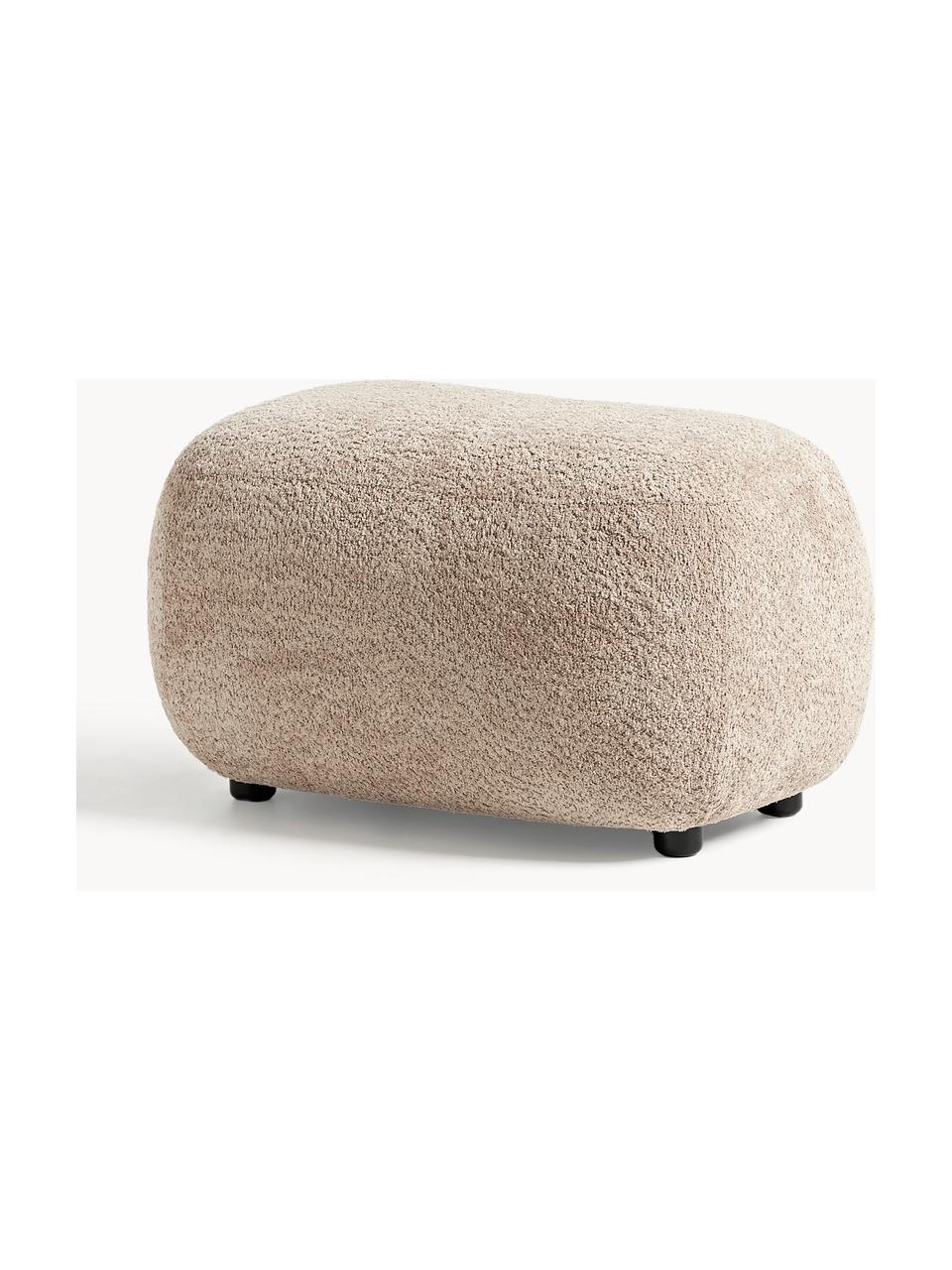 Hocker Alba aus Teddy-Bouclé, Bezug: 100 % Polyester (Teddy-Bo, Füße: Kunststoff Dieses Produkt, Teddy-Bouclé Beige, B 70 x H 42 cm, gebogen links