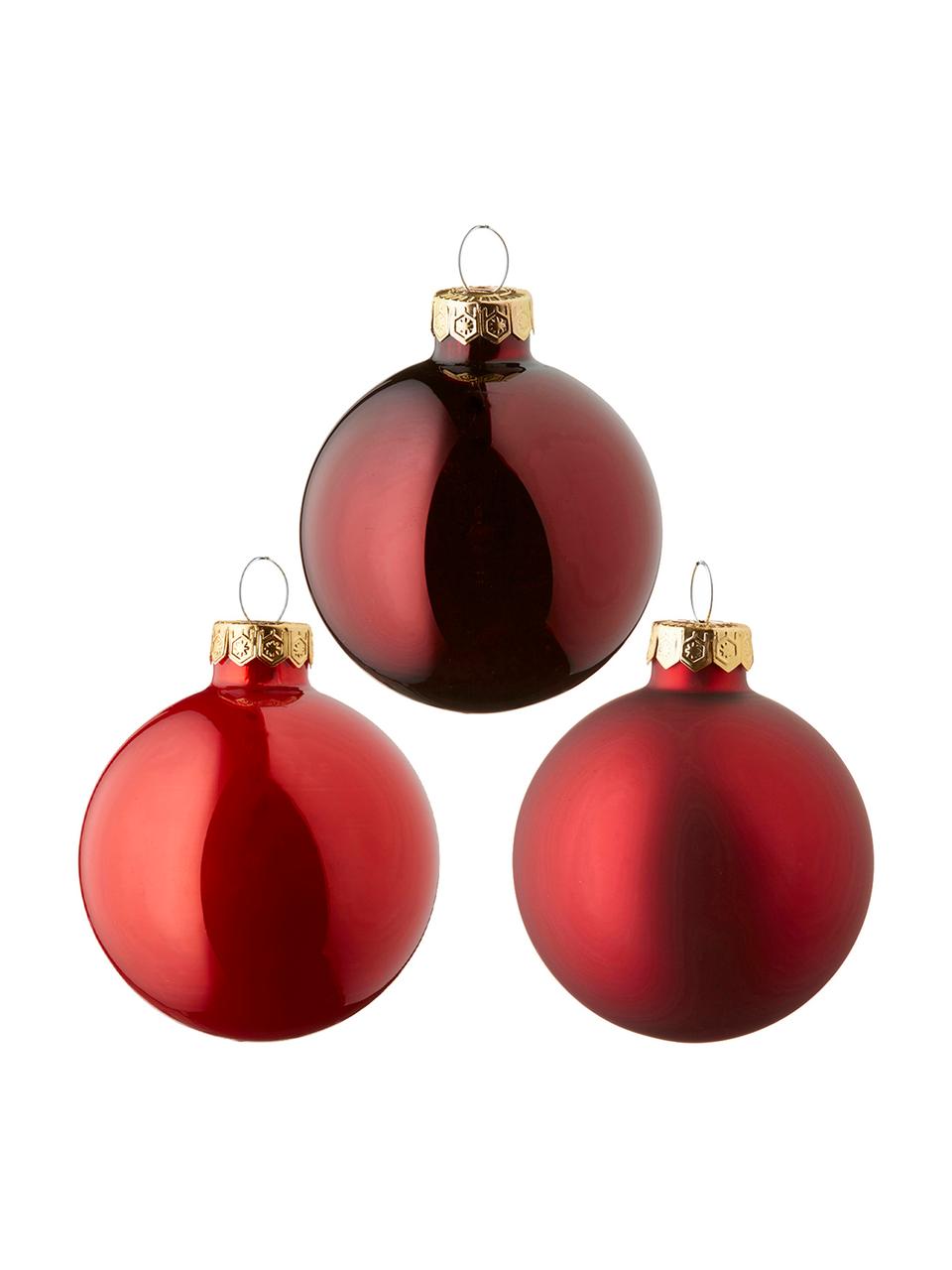 Set de bolas de Navidad Globe, Ø 6 cm, 49 uds., Vidrio, Rojo, Ø 6 cm