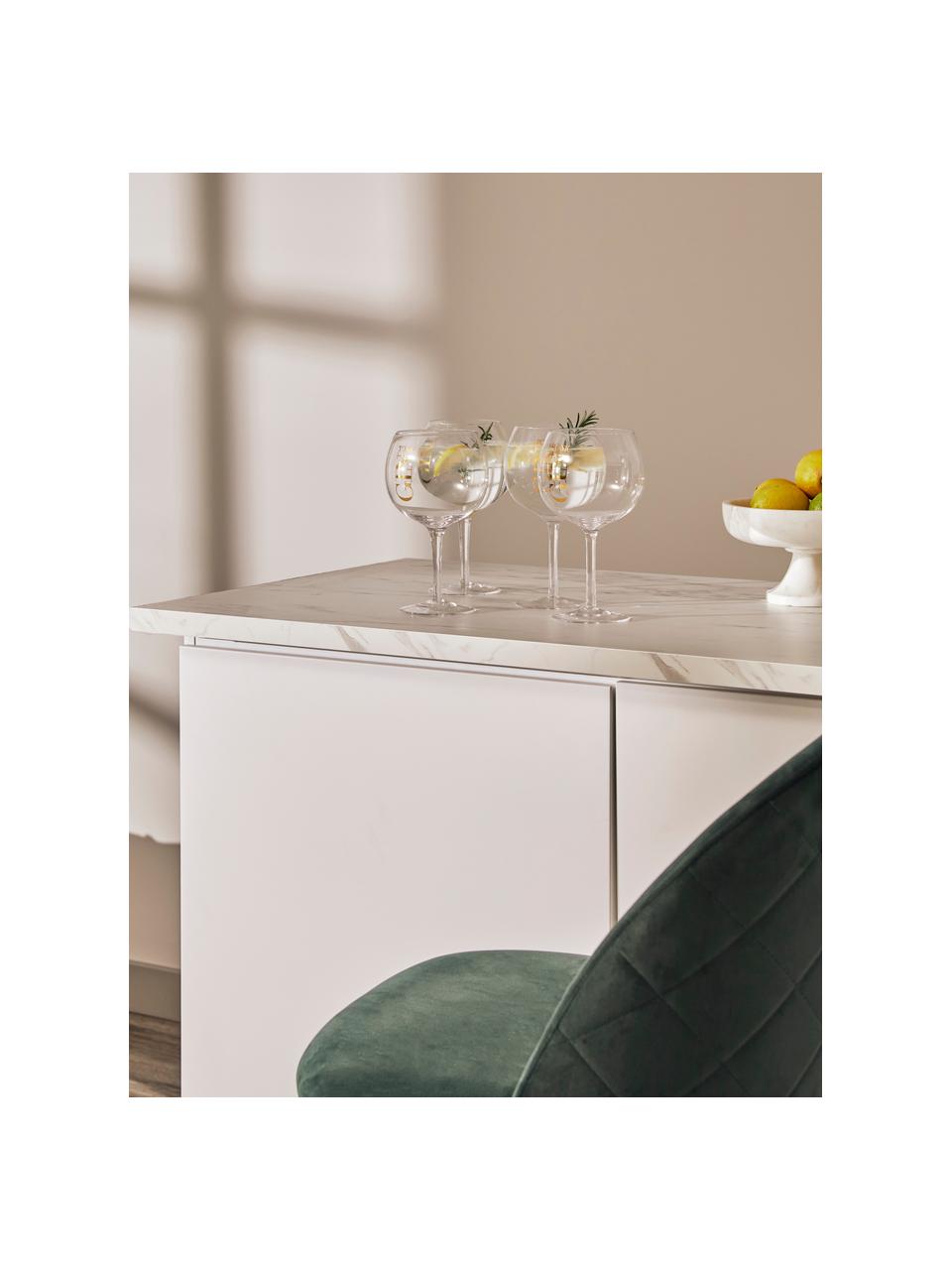 Bicchiere con scritta Gin Tonic, set di 4, Vetro, Trasparente, dorato, Ø 13 x Alt. 22 cm, 180 ml