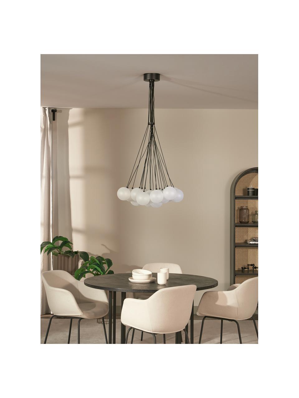 Závesná lampa zo skla Lyna, Polopriehľadná, čierna, Ø 55 x V 110 cm