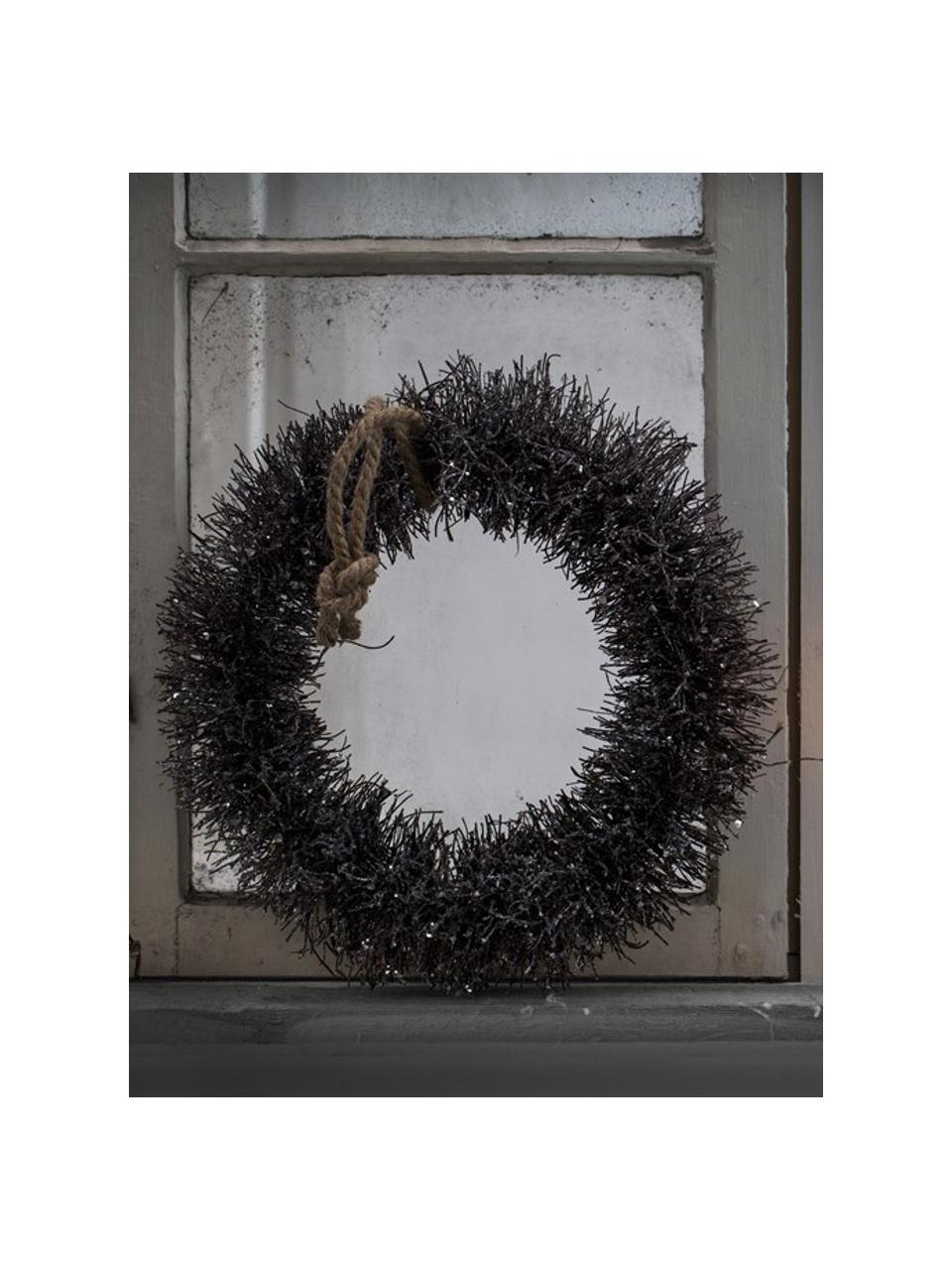 Handgefertigter Weihnachtskranz Alvia, Dunkelgrau, Ø 40 x H 10 cm