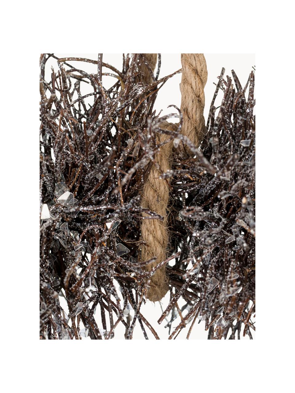 Ghirlanda in legno effetto ghiaccio Alvia, Grigio scuro, Ø 40 x Alt. 10 cm