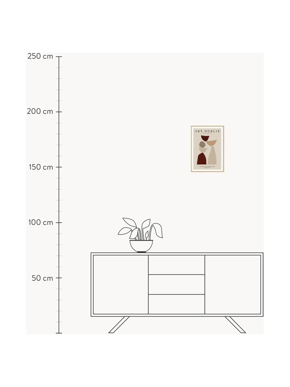 Ingelijste digitale print Figures, Lijst: hout, MDF, Beige- en bruintinten, B 52 x H 72 cm