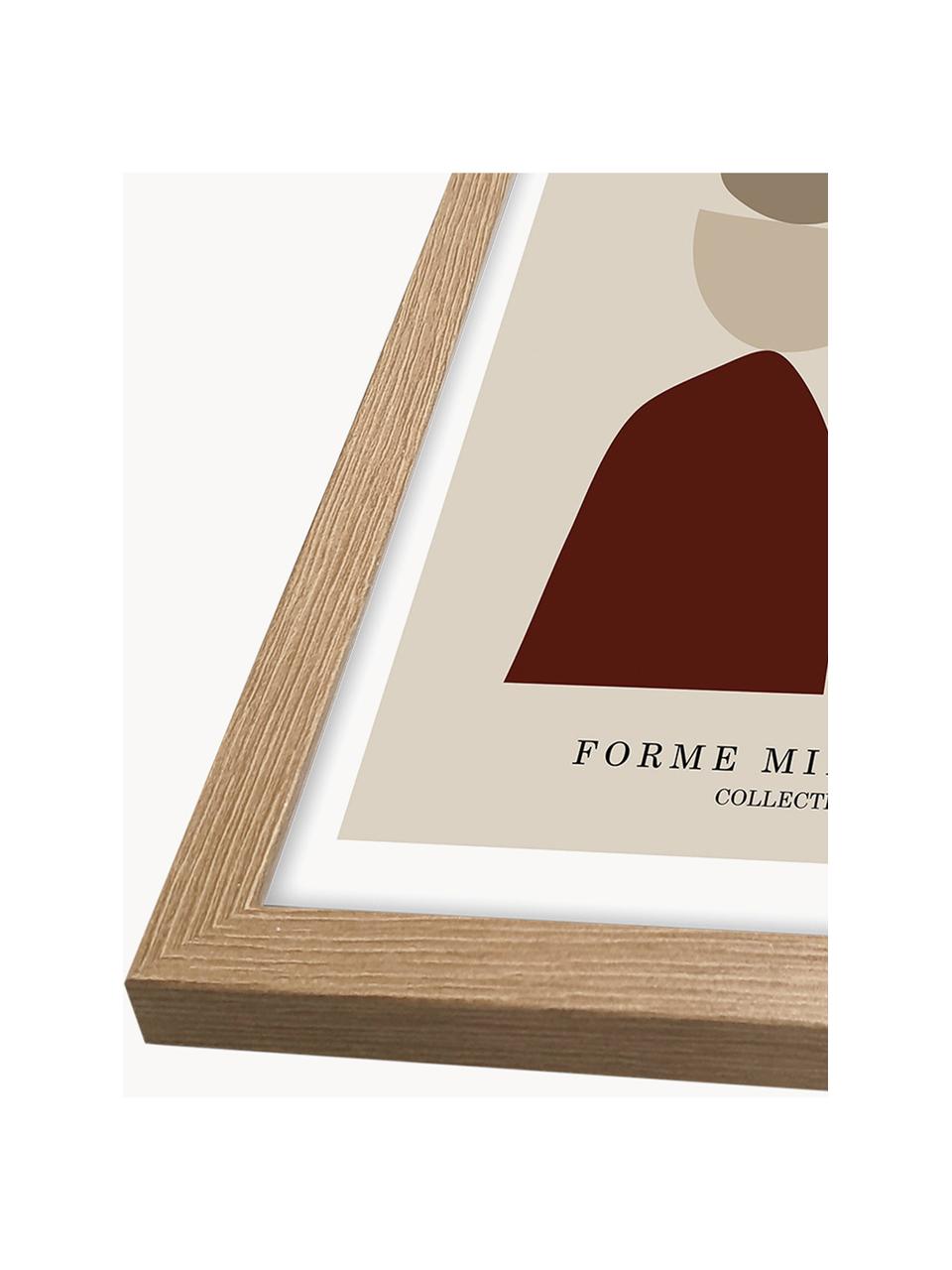 Ingelijste digitale print Figures, Lijst: hout, MDF, Beige- en bruintinten, B 32 x H 42 cm