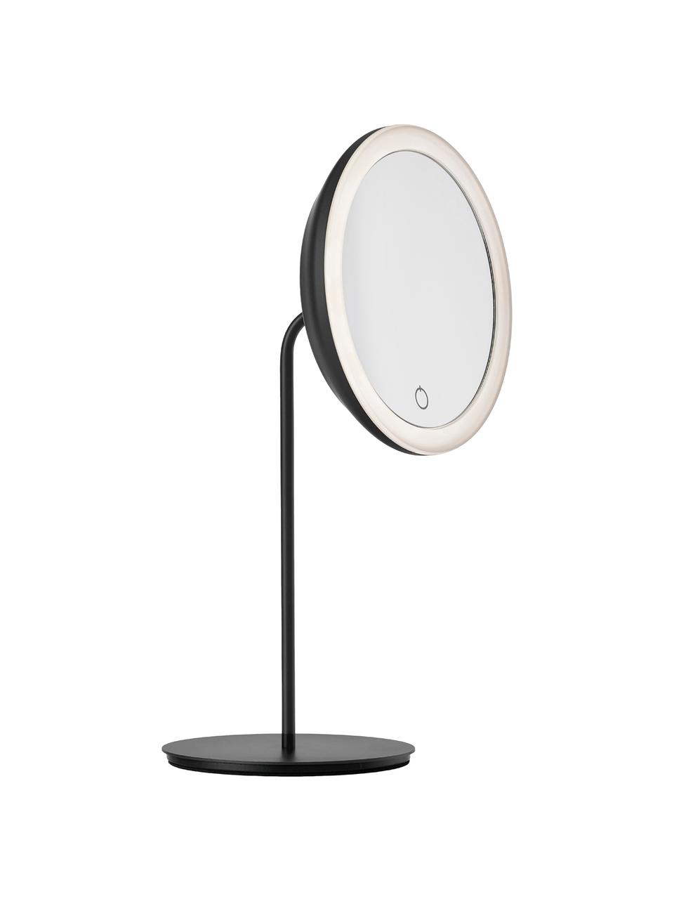 Specchio cosmetico con ingrandimento e illuminazione Maguna, Superficie dello specchio: lastra di vetro, Nero, Larg. 18 x Alt. 34 cm