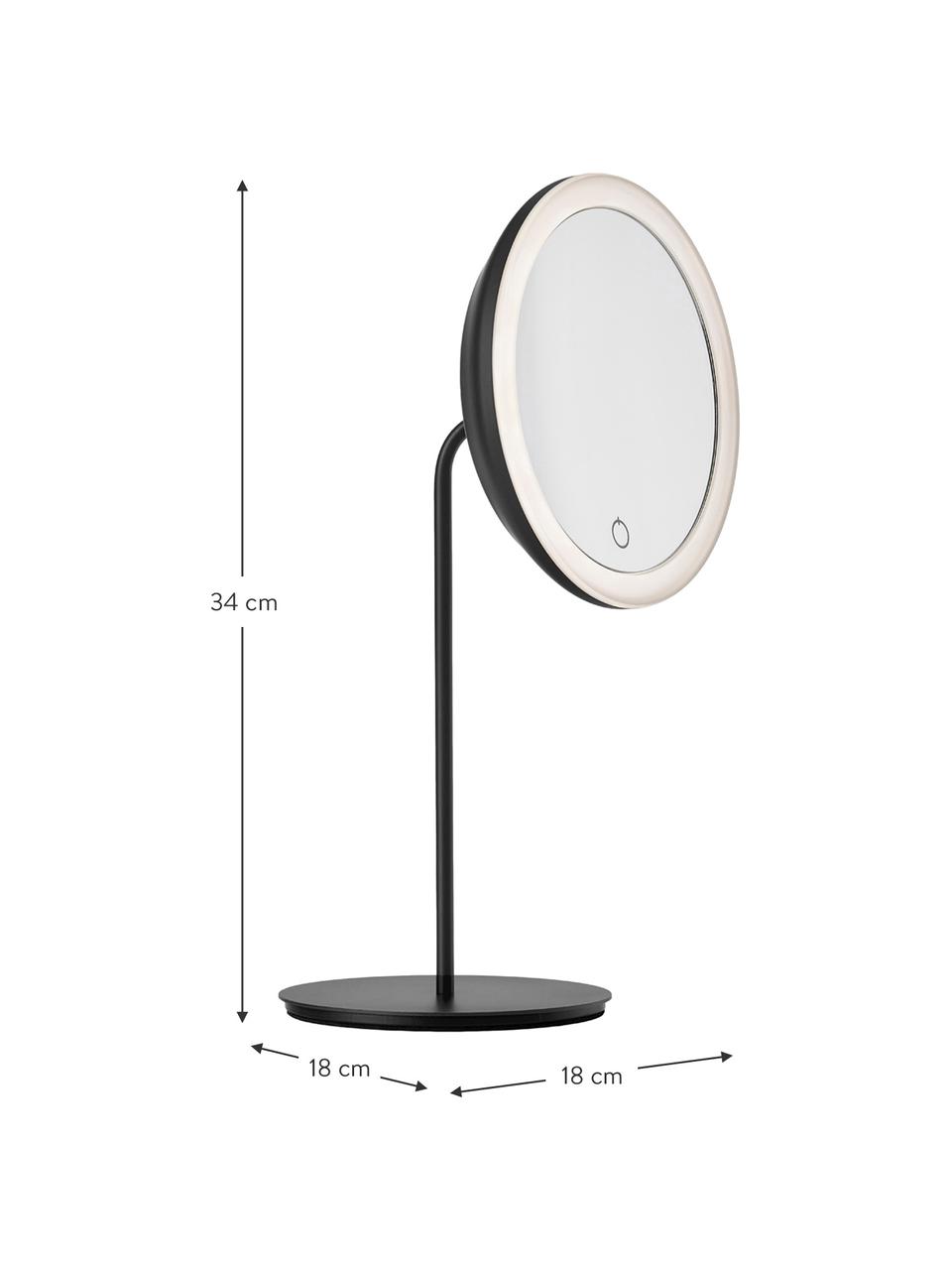 Specchio cosmetico con ingrandimento e illuminazione Maguna, Superficie dello specchio: lastra di vetro, Nero, Larg. 18 x Alt. 34 cm