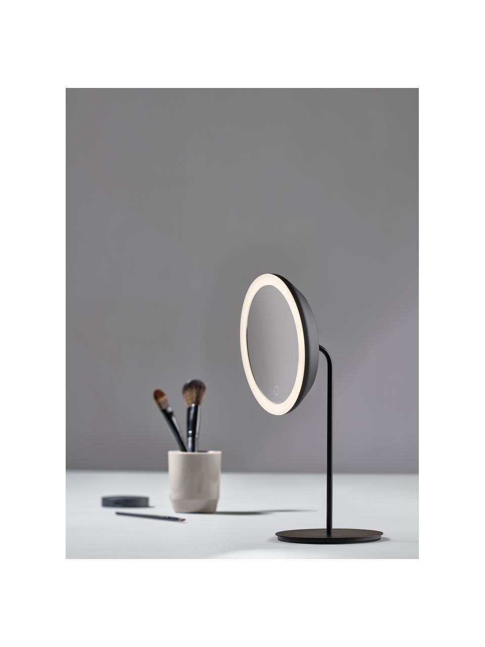 Espejo tocador redondo Maguna, con aumento e iluminación, Espejo: cristal, Negro, An 18 x Al 34 cm