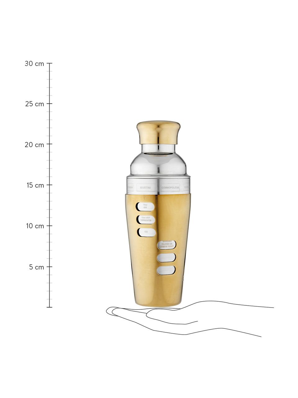 Cocktail shaker Aurora Recipe, Acier inoxydable, émaillé, Couleur laitonnée, couleur argentée, Ø 8 x haut. 23 cm