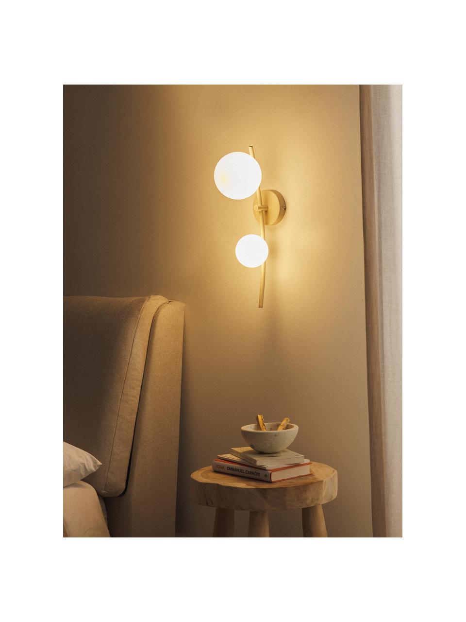 Aplique Nebo, Pantalla: vidrio, Estructura: metal, Beige claro, An 13 x Al 45 cm