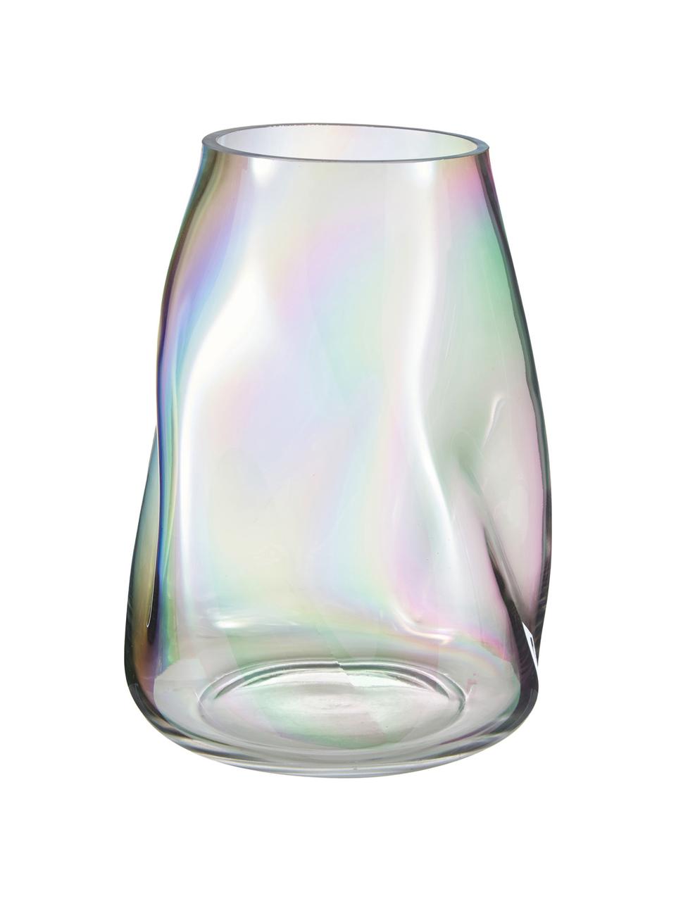 Ručne fúkaná sklenená váza Rainbow, Fúkané sklo, Priehľadná, dúhová, Ø 18 x V 26 cm