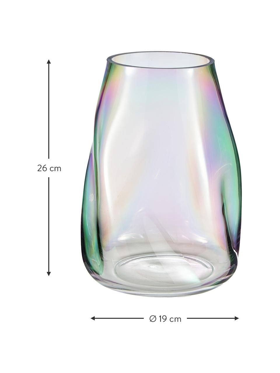 Ručne fúkaná sklenená váza Rainbow, Fúkané sklo, Priehľadná, dúhová, Ø 18 x V 26 cm