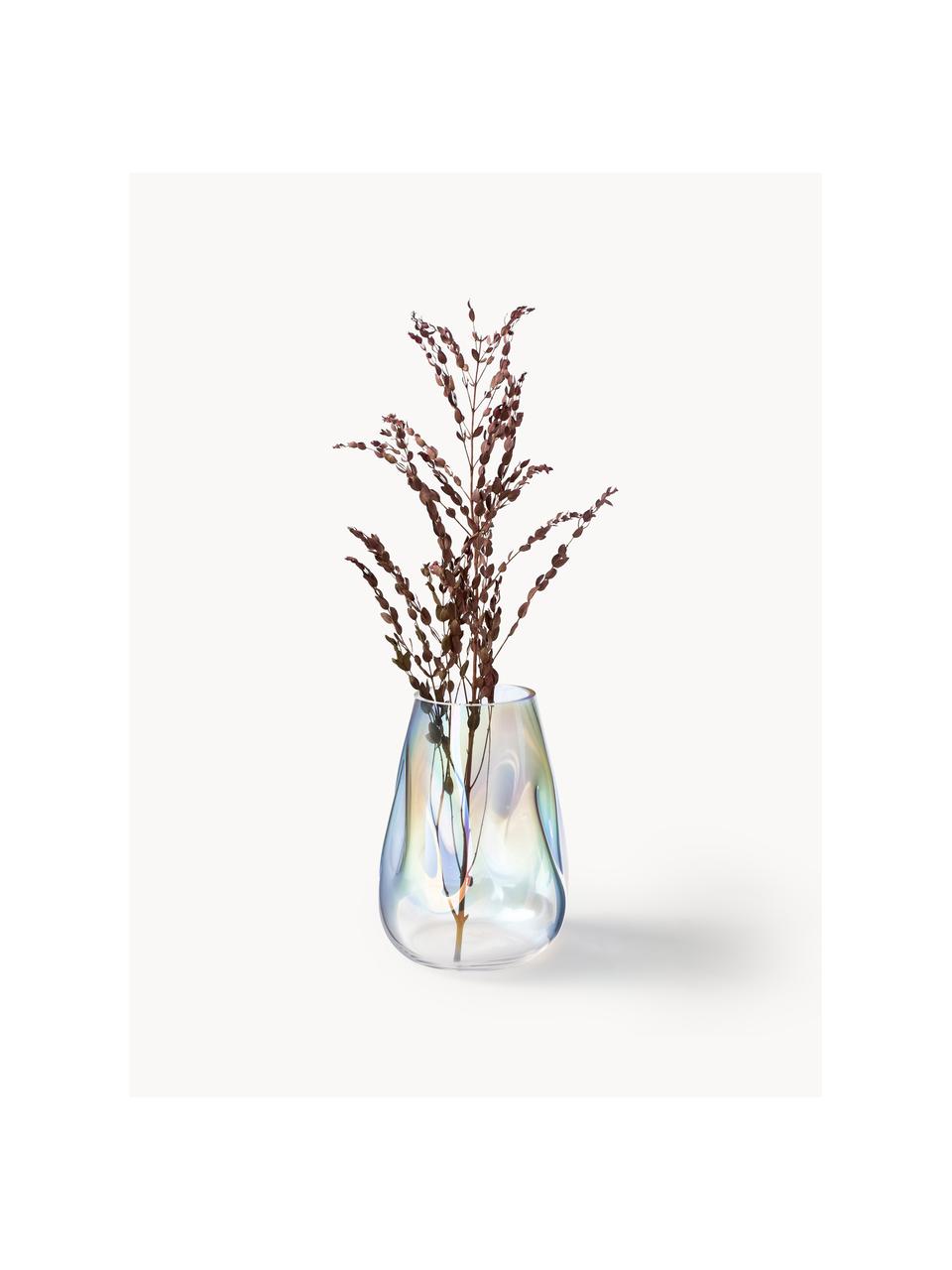 Mundgeblasene Glas-Vase Rainbow, H 26 cm, Glas, mundgeblasen, Transparent, irisierend, Ø 18 x H 26 cm