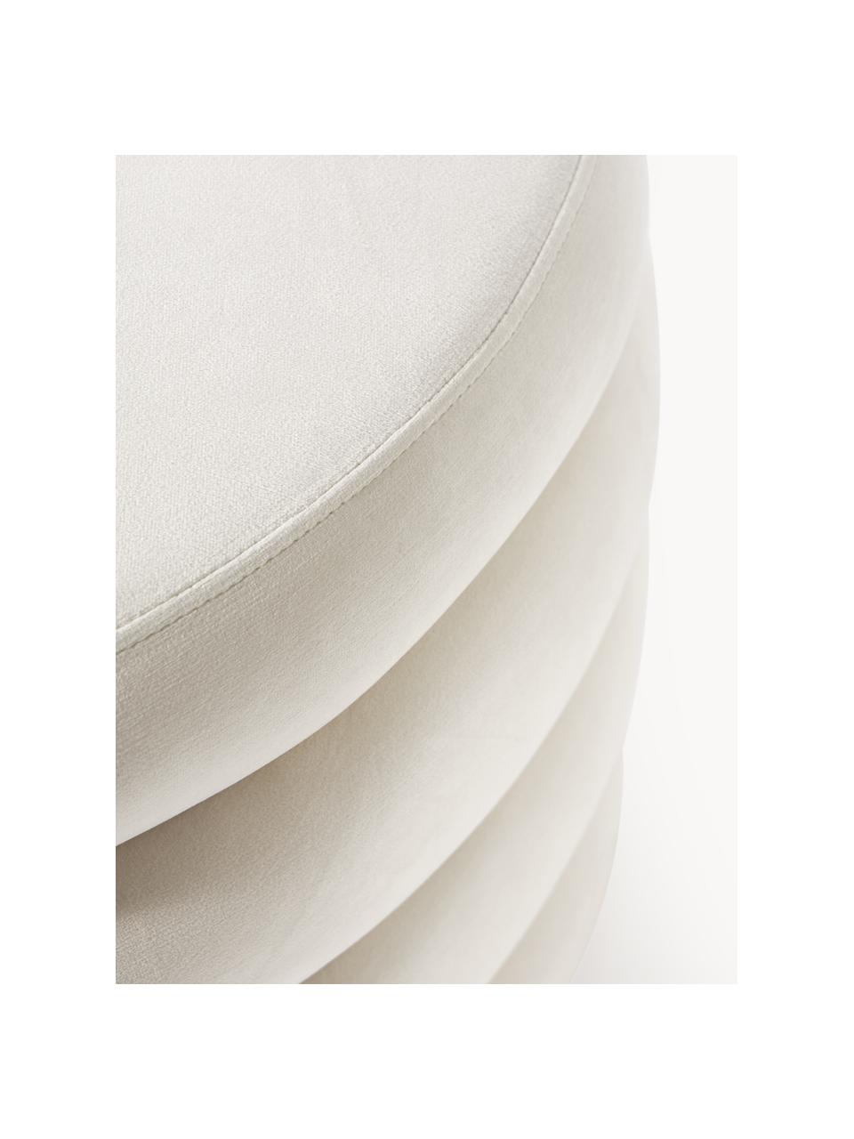 Grand pouf en velours avec rangement Alto, Velours blanc crème, Ø 69 x haut. 44 cm