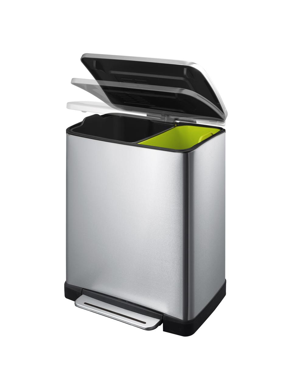 Kosz na śmieci Recycle E-Cube, 28 l + 18 l, Odcienie srebrnego, S 50 x W 65 cm, 28 l + 18 l