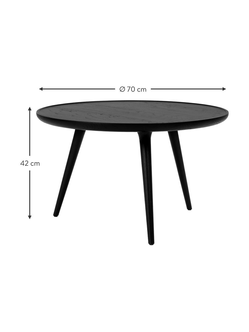 Runder Couchtisch Accent aus Eichenholz, handgefertigt, Eichenholz, FSC-zertifiziert, Schwarz, Ø 70 x H 42 cm
