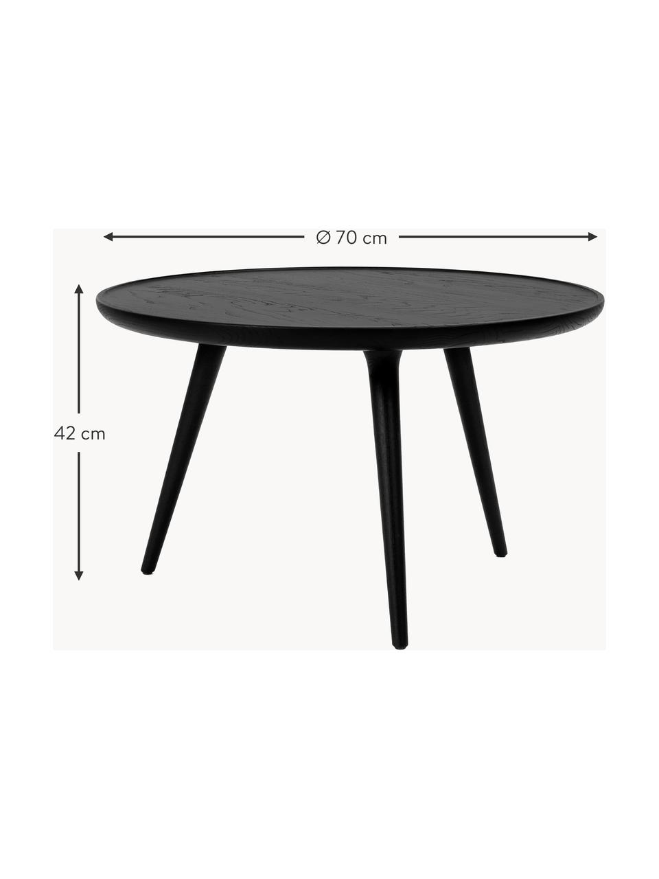 Table basse artisanale en bois de chêne Accent, Bois de chêne, certifié FSC, Noir, Ø 70 x haut. 42 cm