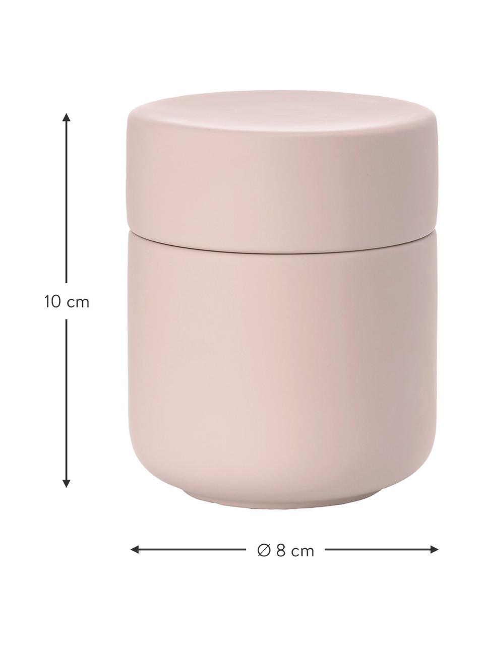 Barattolo in gres Ume, Gres rivestito con superficie soft-touch (plastica), Rosa, Ø 8 x Alt. 10 cm